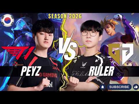 T1 Peyz vs GEN Ruler - Peyz ASHE vs Ruler EZREAL ADC - Patch 26.3 KR Ranked | lolrec