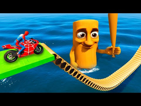 SPIDER-MAN against TUNG TUNG TUNG SAHUR on Motorcycle in RAINBOW SPIDERS BRIDGE | GTA MULTIVERSE