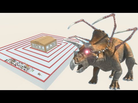 All animals flee from alien Triceratops   Animal Revolt Battle Simulator