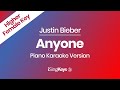 Anyone - Justin Bieber - Piano Karaoke Instrumental - Higher Female Key