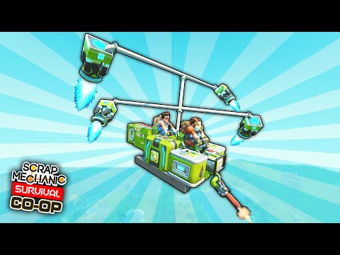 We Built a GYROCOPTER & Finally Explored Our WHOLE WORLD! (Scrap Mechanic Co-op Survival Ep. 52)
