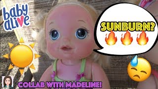 Baby Alive Gets Sunburned! Emma Fakes A Sunburn? Collab With BabyDollsAreMyThing!