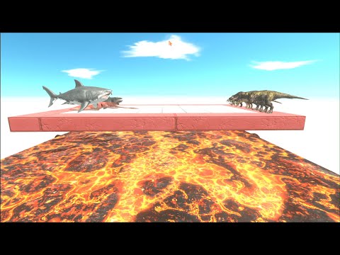 Aquatics VS Carnivore Dinosaurs On The Lava - Animal Revolt Battle Simulator