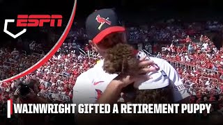 Adam Wainwright's family gifts him dog as a retirement present 🐶 | MLB on ESPN