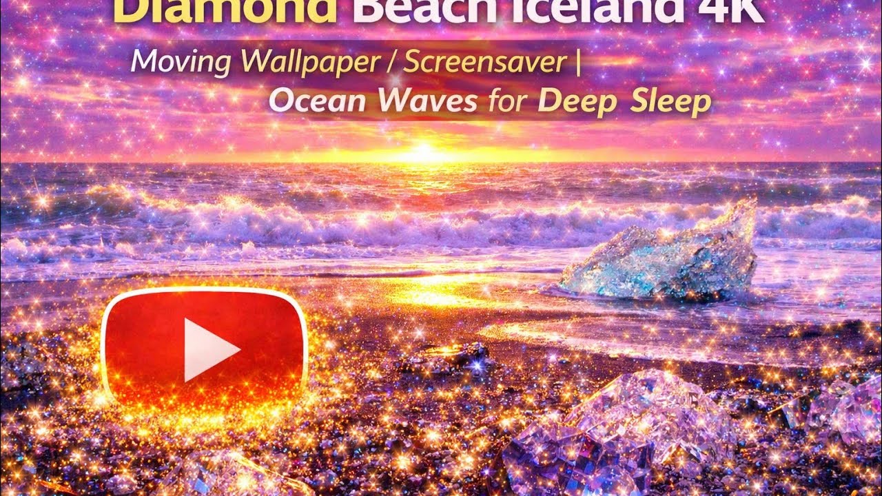 Diamond Beach Iceland 4K  | Moving Wallpaper / Screensaver | Ocean Waves for Deep Sleep