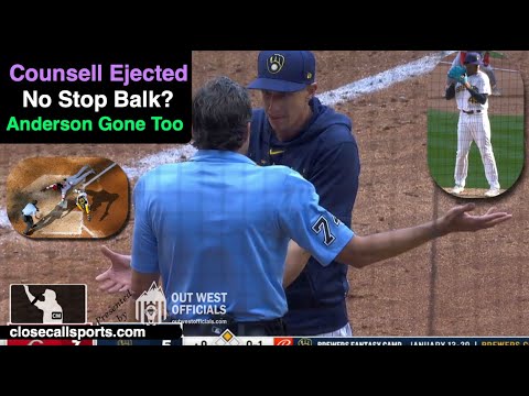 E142-3 - Craig Counsell Ejected After John Tumpane's Balk on Abner Uribe; Blakney Runs Anderson Too