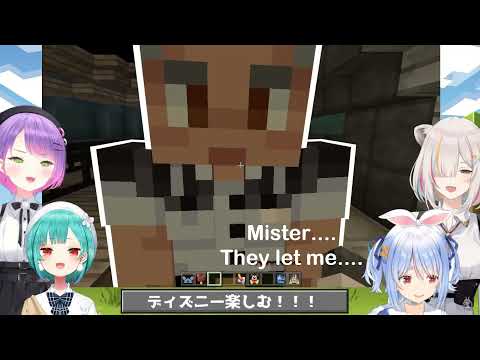 Gohhan8 Clips [Hololive & Vtubers] - [Minecraft] Pekora visits Disney World and lose the ride (Hololive English Sub)