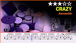 [Lv.11] Crazy - Aerosmith (★★★☆☆) Drum Cover with Sheet Music