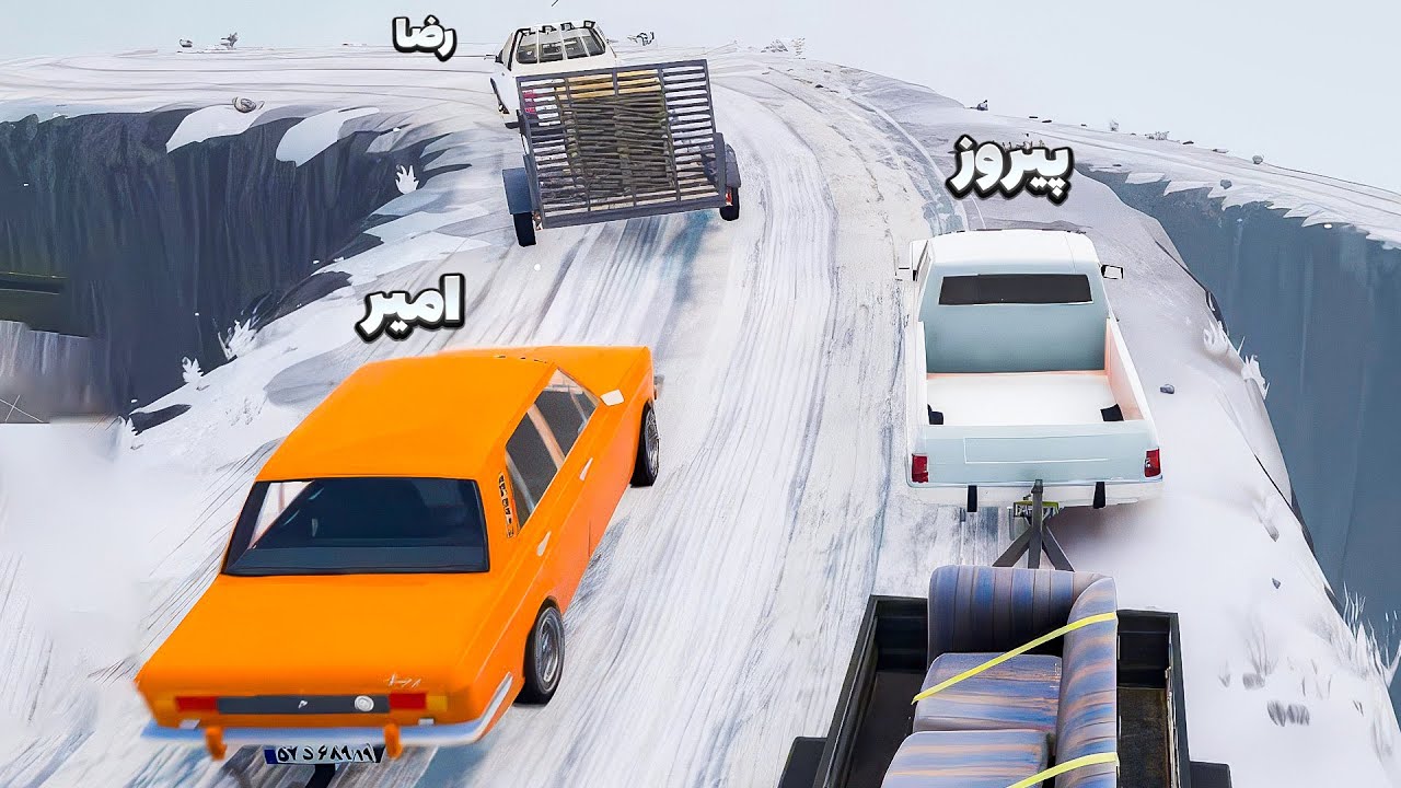 چالش جاده های باریک برفی با پیکان وانت و پراید وانت - BeamNG Drive