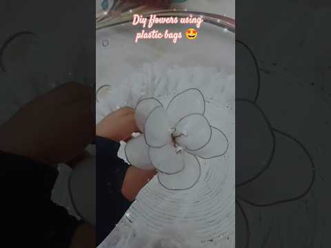 Diy flowers using plastic bags 🤩 ||.         #shorts #diy #flowers