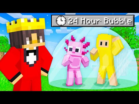 Locking Friends in a 24 HOUR BUBBLE in Minecraft!