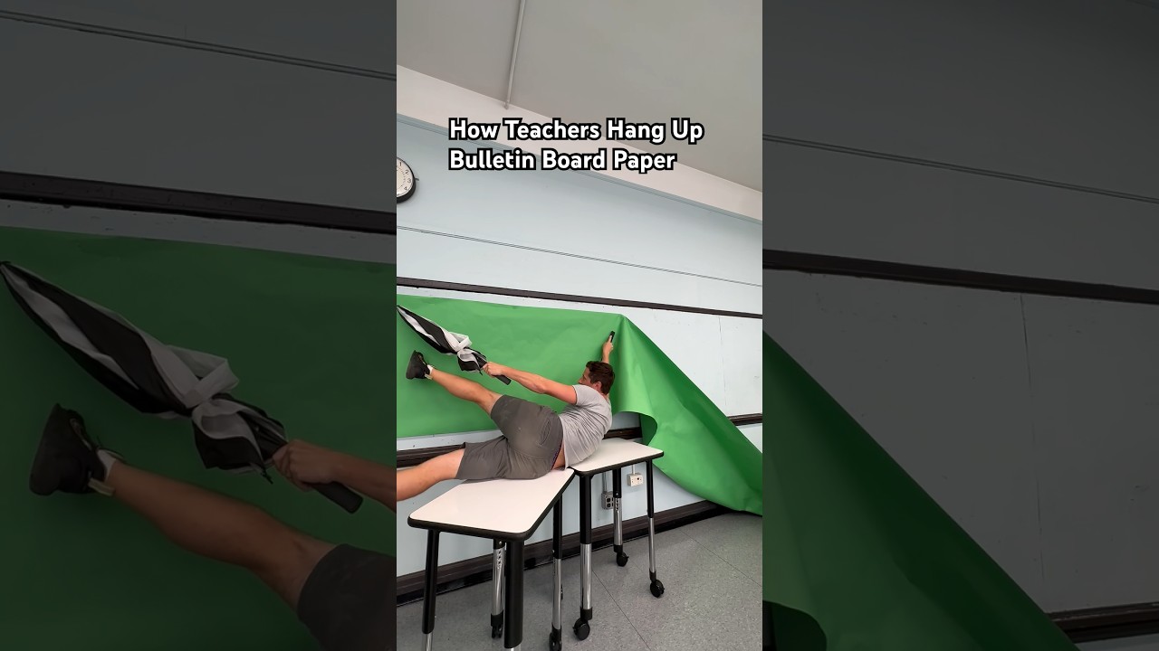 Teacher Performing MIRACLES To Hang Bulletin Board #shorts #teacher #backtoschool #funny