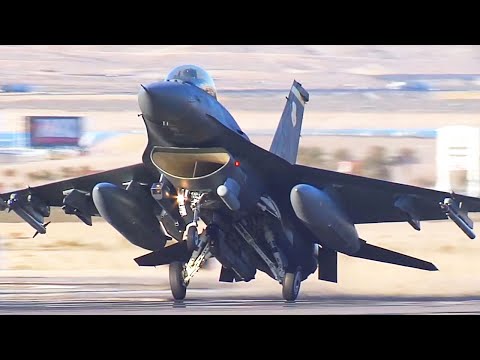 F-16 Fighting Falcon Fighter Jet Take Off U.S. Air Force