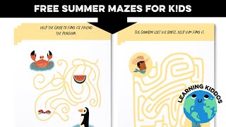 Free worksheets for kindergarten - summer fun