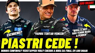 HORA DA VERDADE! PIASTRI CEDE, NORRIS SOB PRESSÃO E MAX NO TUDO OU NADA  EM ABU DHABI FORMULA 1 2025