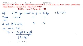 What is the equilibrium concentration of each of the substance  in the equilibrium when the initial