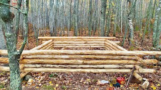 Simple Off Grid Log Cabin Build: Easy Wall Constru