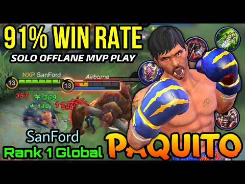 91% Win Rate Paquito MVP Offlaner! - Top 1 Global Paquito by SanFord - Mobile Legends