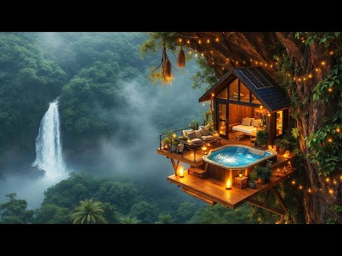 I Built a Secret Cliffside Treehouse with Hot Tub Over Massive Waterfall (ASMR) – You Won't Believe