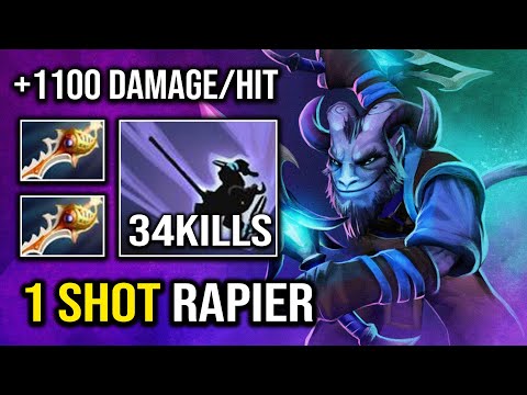 1 Shot Backstab Level 30 RIKI +1100 Damage Per Hit with Double Divine Rapier Dota 2