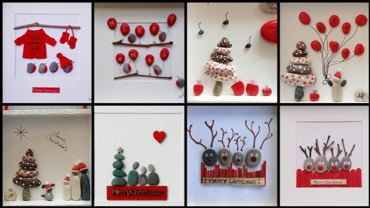Christmas pebbles art for gifts||marry Christmas for pebbles arts|||pebbles art||rock decorations