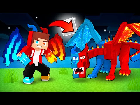 JJ Morph into Elemental DRAGON - Maizen Minecraft Animation