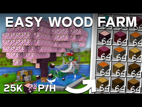 Easiest All Types Tree Farm Minecraft Java 1.21.11 | 20,000–25,000 Logs/Hour!
