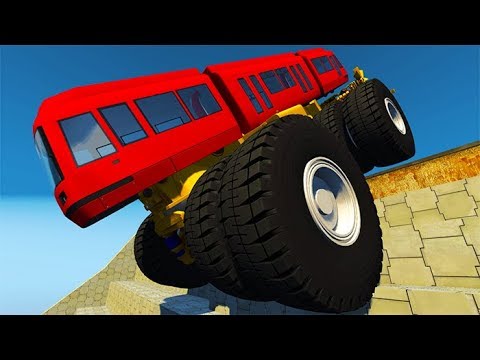 BeamNG drive - Stairs Jumps Down Heavy Cars Crashes #2