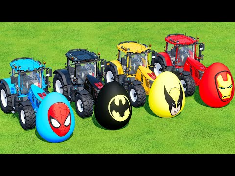 TRANSPORT SUPERHERO EGGS WITH MASSEY FERGUSON TRACTORS - Farming Simulator 22
