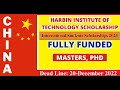 Harbin Institute of Technology (HIT) | CSC Scholarship 2023-2024 | Chinese Government Scholarship.