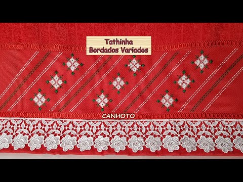 *241* BORDADO EM PONTO RETO DUPLO E PONTO ILHÓS *VERSÃO CANHOTO* Tathinha Bordados Variados