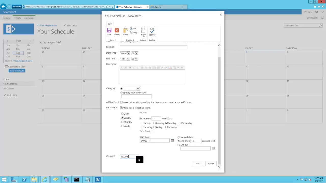 SharePoint Template - Course Registration System