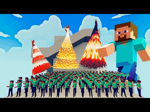 100x MINECRAFT + 1x GIANT vs 4x EVERY GOD   Totally Accurate Battle Simulator TABS