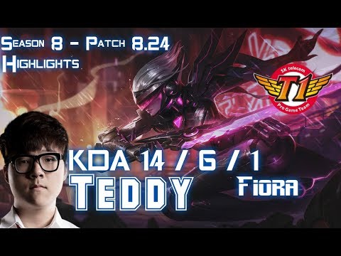 SKT T1 Teddy FIORA vs KARTHUS Top - Patch 8.24 KR Ranked