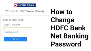 How to Change HDFC Bank Net Banking Password
