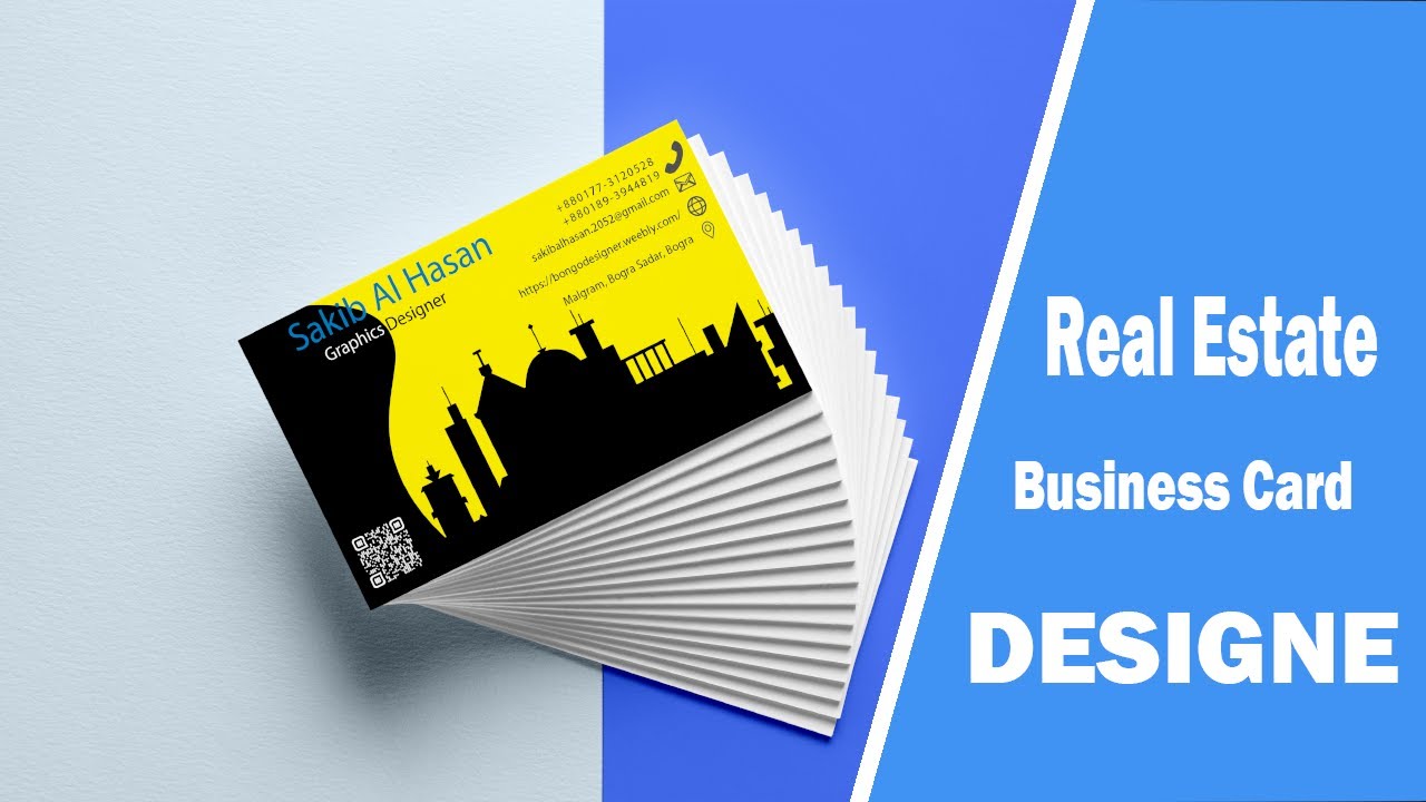 Real Estate Business Card Design in Adobe Illustrator CC  2020