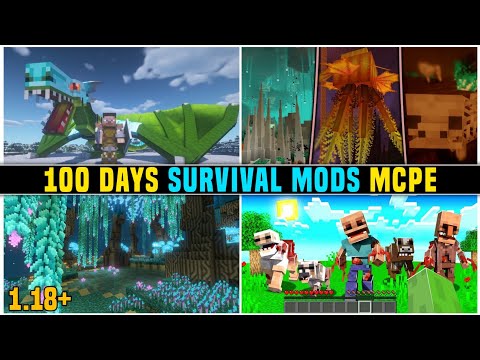 Top 7 Minecraft 100 Days Survival Mods For Minecraft PE || 100 Days Survival Mods MCPE ||