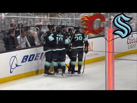 Nathan Villeneuve Goal, Flames vs Kraken 9/22/24 Preseason Climate Pledge Arena