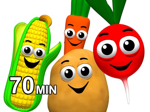 Veggie Songs & Fruit Rhymes | Learn Names of Vegetables | Kids Nursery School ESL | Busy Beavers