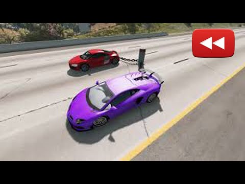 Reverse Chained Cars vs Bollards – BeamNG.Drive#13