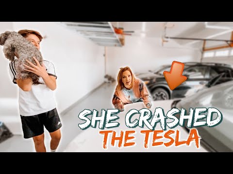 SHE CRASHED MY TESLA THROUGH THE GARAGE DOOR | *CAUGHT ON CAMERA*