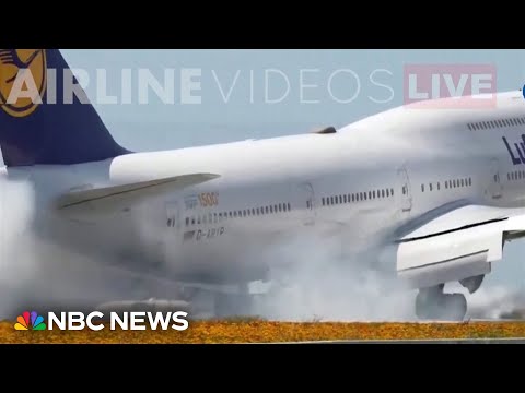 Watch: Boeing 747 makes bumpy touch-and-go at LAX