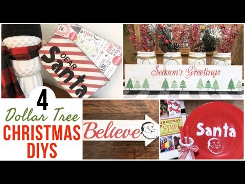 4 DOLLAR TREE CHRISTMAS DIYS | CHRISTMAS CRAFTS 🎅🏻 Video