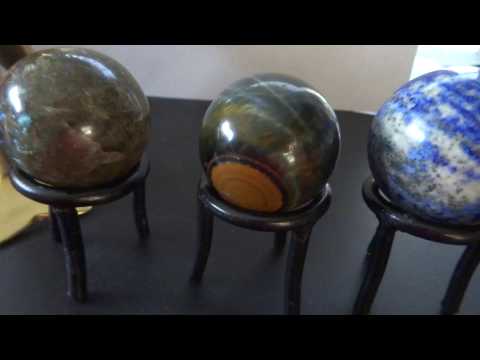 3 gemstone spheres balls