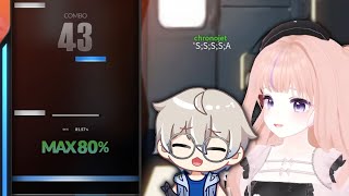 에어모드 낚시를 순순히 당해주는 진짜 뉴비에게 리듬게임 알려주기