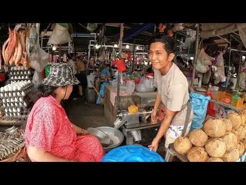 Compilation Morning Market in Cambodia - Daily Lifestyle & Activities of Vendors Selling Fresh Food