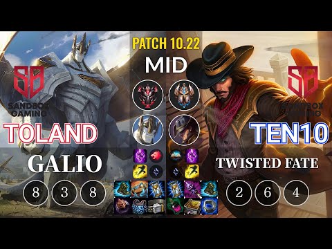SB TolanD Galio vs SB Ten10 Twisted Fate Mid - KR Patch 10.22
