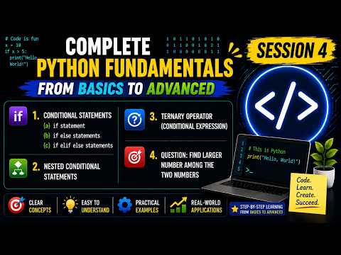 Python Conditional Statements Ternary Operator Session 4 Python Tutorial For Beginners
