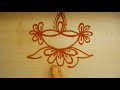 Diya Rangoli without dots | Flower design Deepam Vilakku Kolam | Easy Chemman Rangoli