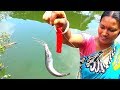 Best Hook Fishing Traditional Fishing With Hook At The Village By Beautiful Lady